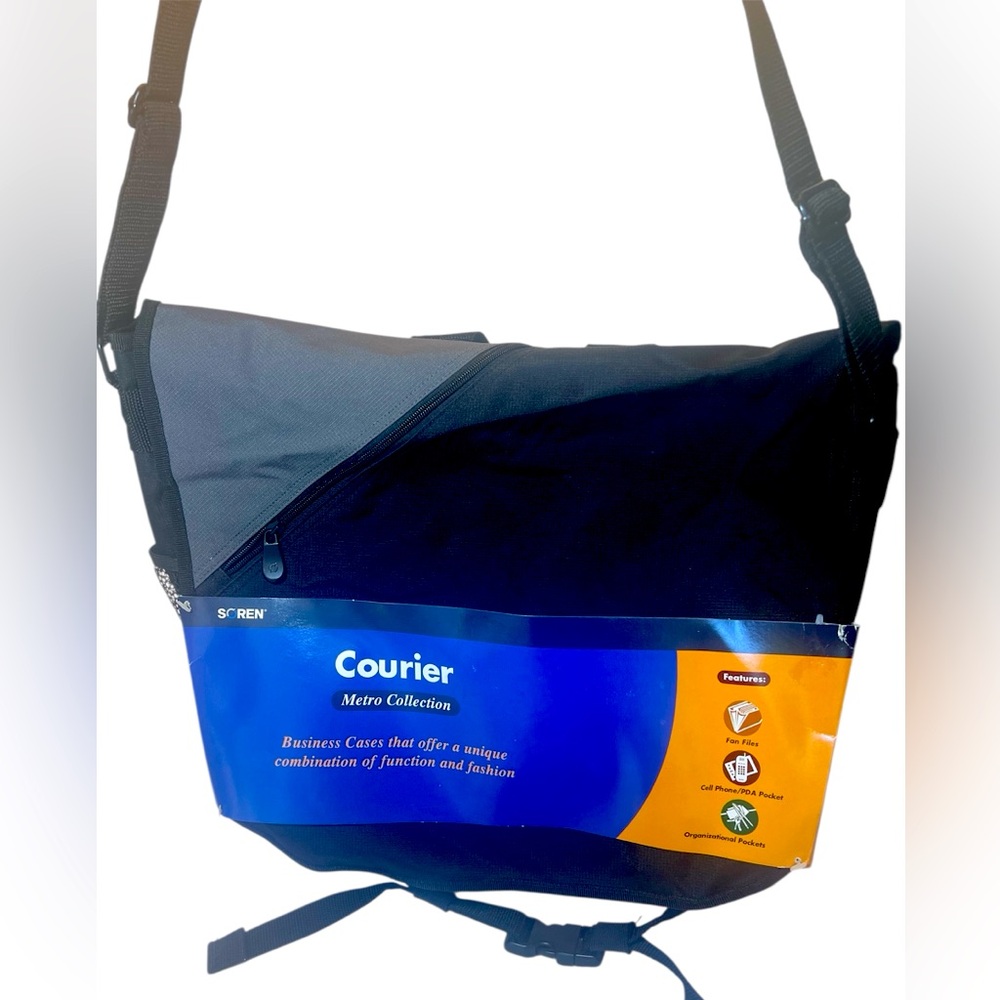 Vintage Black/Gray Canvas Messenger Bag by Soren.  Functional & Fashionable. NWT